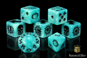 Baron Of Dice: Football Collection, Ethereal Blue Football Dice Set 7pcs Football Collection Baron of Dice