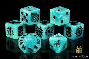 Baron Of Dice: Football Collection, Ethereal Blue Pumpkin Dice Set 7pcs Football Collection Baron of Dice