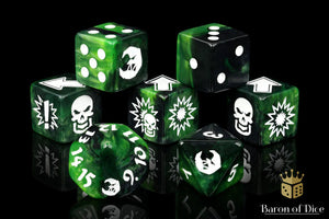 Baron Of Dice: Football Collection, Warp Green Goblin Moon Dice Set 7pcs Football Collection Baron of Dice