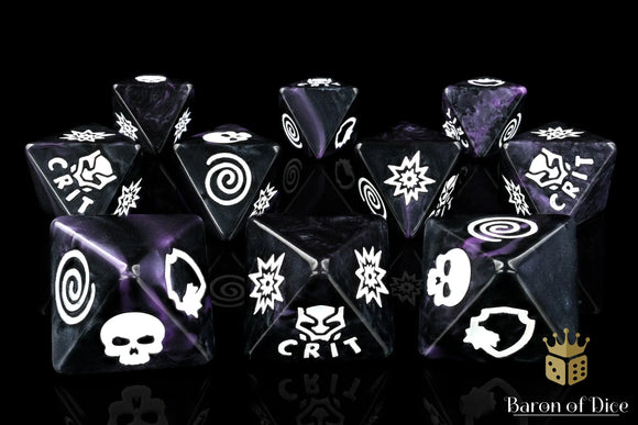 Baron Of Dice: Superhero Collection, Panther Purple D8 Dice Set 10pcs Superhero Collection Baron of Dice 
