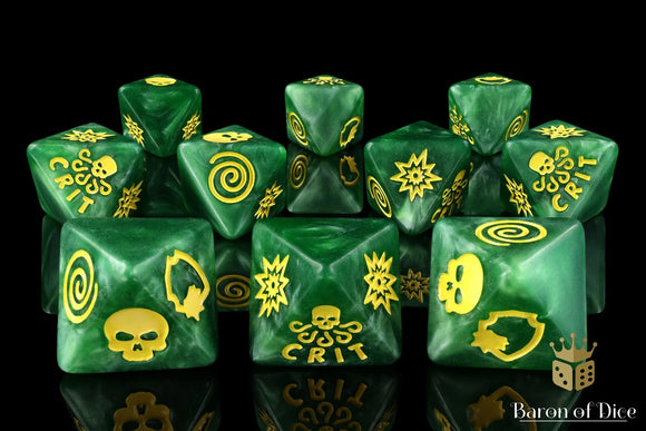 Baron Of Dice: Superhero Collection, World Domination Green D8 Dice Set 10pcs Superhero Collection Baron of Dice