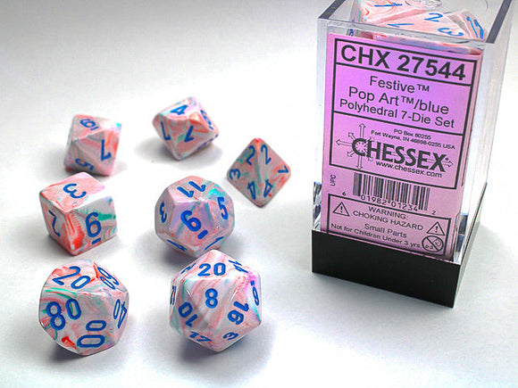 Chessex Festive Polyhedral Pop Art/blue 7-Die Set Festive Chessex