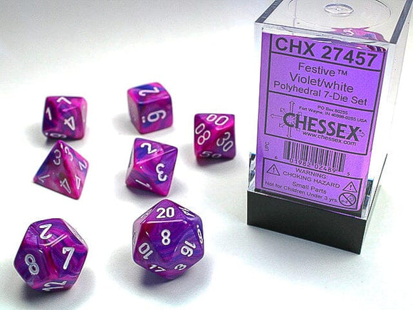 Chessex Festive Polyhedral Violet/white 7-Die Set 7-Die Set Chessex