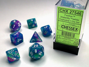 Chessex Festive Polyhedral Waterlily/white 7-Die Set Festive Chessex 