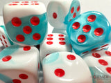 Chessex Limited Edition Gemini 16mm d6 Teal-White/red Dice Block (12 dice) 16mm Dice Chessex 