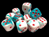 Chessex Limited Edition Gemini 16mm d6 Teal-White/red Dice Block (12 dice) 16mm Dice Chessex 