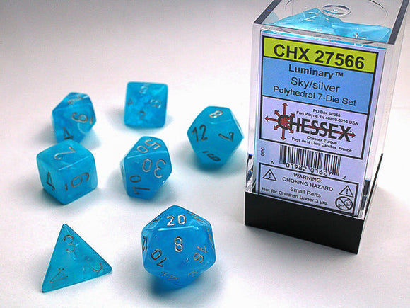 Chessex Luminary Polyhedral Sky/silver 7-Die Set Luminary Chessex 