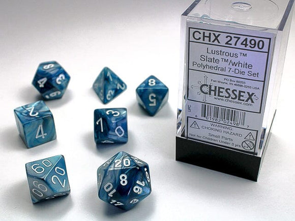 Chessex Lustrous Polyhedral Slate/white 7-Die Set 7-Die Set Chessex