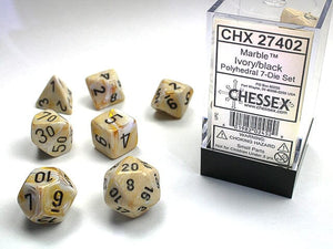 Chessex Marble Polyhedral Ivory/black 7-Die Set 7-Die Set Chessex