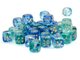 Chessex Nebula 12mm d6 Oceanic/gold Dice Block (36 dice) Nebula Chessex 