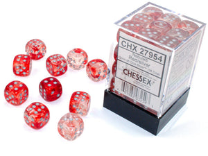 Chessex Nebula 12mm d6 Red/silver Dice Block (36 dice) Nebula Chessex 