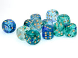 Chessex Nebula 16mm d6 Oceanic/gold Dice Block (12 dice) Nebula Chessex 