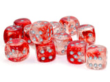 Chessex Nebula 16mm d6 Red/silver Dice Block (12 dice) Nebula Chessex 