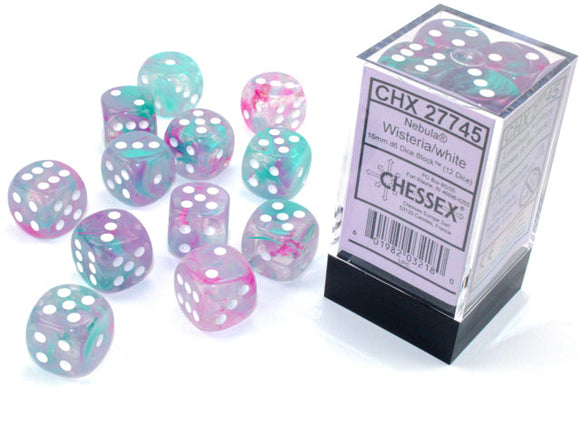 Chessex Nebula 16mm d6 Wisteria/white Dice Block¬ô (12 dice) Nebula Chessex 