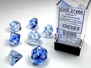 Chessex Nebula Polyhedral Dark Blue/white 7-Die Set Nebula Chessex