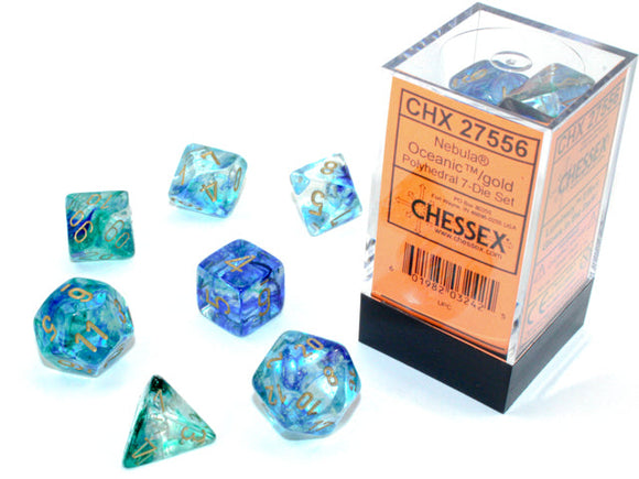 Chessex Nebula Polyhedral Oceanic/gold 7-Die Set Nebula Chessex 