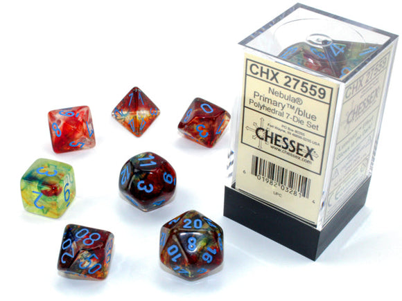 Chessex Nebula Polyhedral Primary/turquoise 7-Die Set Nebula Chessex 