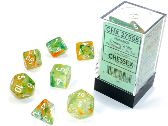 Chessex Nebula Polyhedral Spring/white 7-Die Set Nebula Chessex 