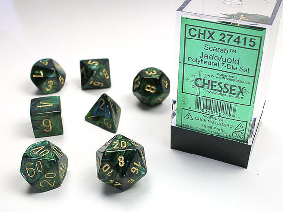 Chessex Scarab Polyhedral Jade/gold 7-Die Set Scarab Chessex 