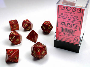 Chessex Scarab Polyhedral Scarlet/gold 7-Die Set Scarab Chessex