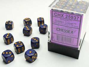 Chessex Speckled 12mm d6 Golden Cobalt Dice Block (12 dice) 12mm Dice Chessex