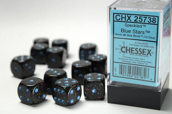 Chessex Speckled 16mm d6 Blue Stars Dice Block (12 dice) 16mm Dice Chessex