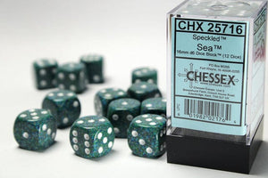 Chessex Speckled 16mm d6 Sea Dice Block (12 dice) 16mm Dice Chessex