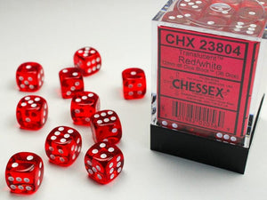 Chessex Translucent 12mm d6 Red/white Dice Block (36 dice) 12mm Dice Chessex