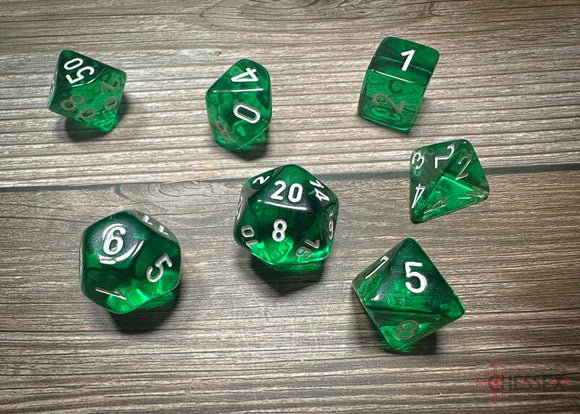 Chessex Translucent Polyhedral Green/white 7-Die Set 7-Die Set Chessex 