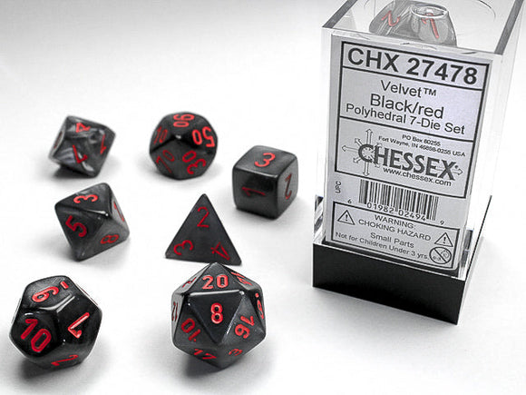 Chessex Velvet Polyhedral Black/red 7-Die Set Velvet Chessex 