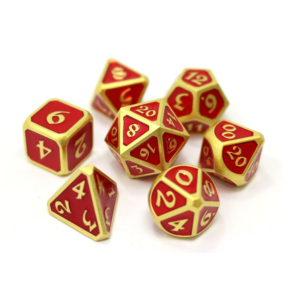 Die Hard Dice 7 Piece RPG Set - Mythica Satin Gold Ruby 7 Piece RPG Dice Set Die Hard Dice