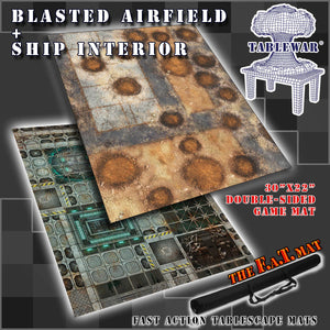 F.A.T Mat 30x22" Dbl Sided 'Ship Interior' + 'Blasted Airfield' 30x22" Dbl Sided Gaming Mat TABLEWAR 