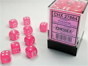 Frosted 12mm d6 Pink/white Dice Block (36 dice) 12mm Dice Chessex 