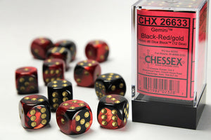 Gemini 16mm d6 Black-Red/gold Dice Block (12 dice) 16mm Dice Chessex 