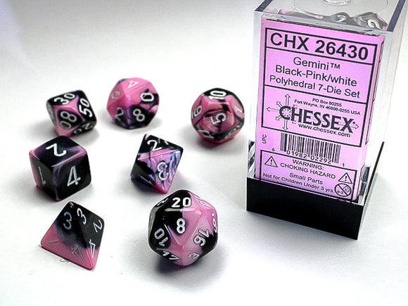 Gemini Polyhedral Black-Pink/white 7-Die Set 7-Die Set Chessex 