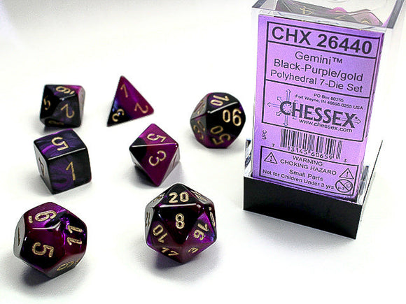 Gemini Polyhedral Black-Purple/gold 7-Die Set 7-Die Set Chessex