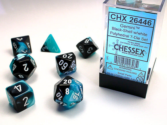 Gemini Polyhedral Black-Shell/white 7-Die Set 7-Die Set Chessex 
