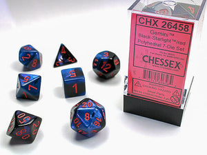 Gemini Polyhedral Black-Starlight/red 7-Die Set 7-Die Set Chessex