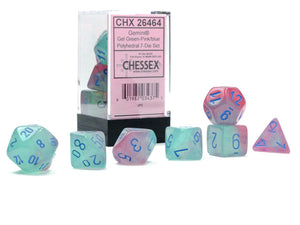 Gemini Polyhedral Gel Green-Pink/blue Luminary 7-Die Set 7-Die Set Chessex 