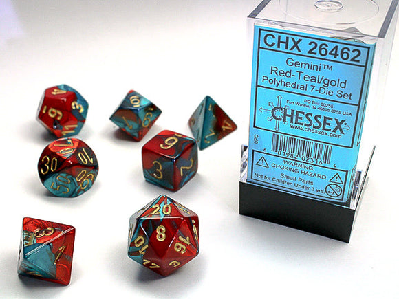 Gemini Polyhedral Red-Teal/gold 7-Die Set 7-Die Set Chessex