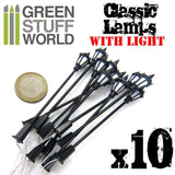 GSW 10x Classic Lamps with LED Lights GSW Hobby Green Stuff World 