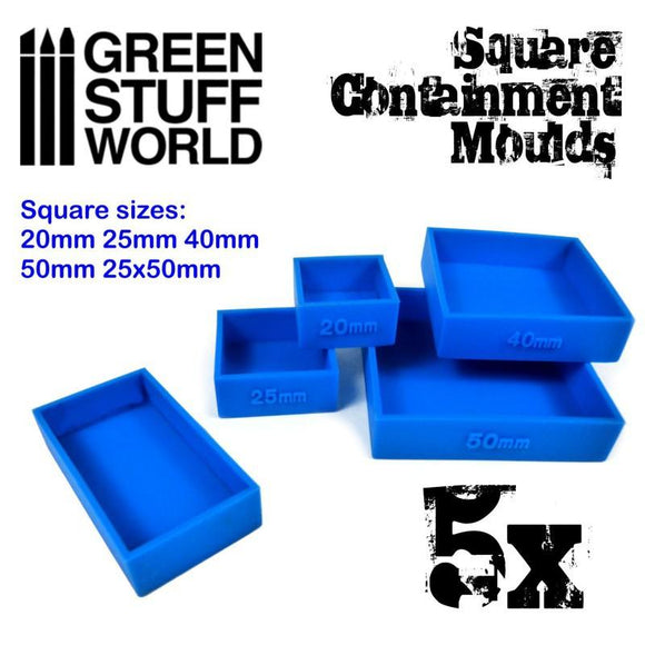 GSW 5x Containment Moulds for Bases - Square GSW Hobby Green Stuff World 