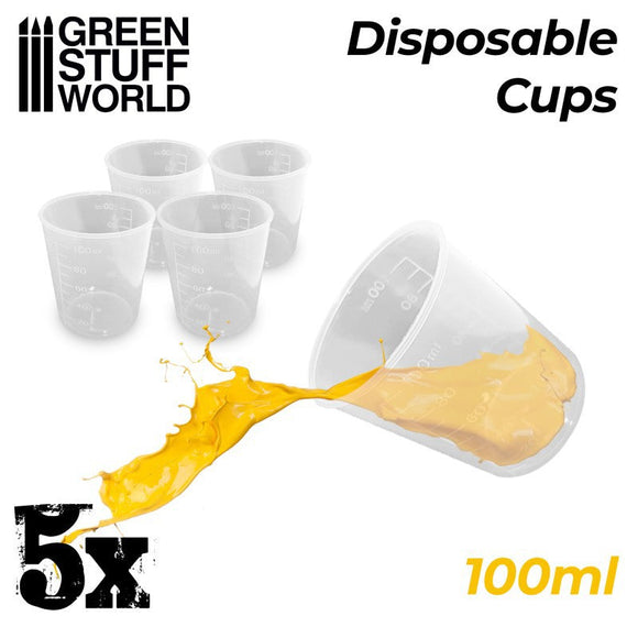 GSW 5x Disposable Measuring Cups 100ml Generic Green Stuff World 