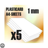 GSW ABS Plasticard A4 - 1 mm COMBOx5 sheets GSW Hobby Green Stuff World
