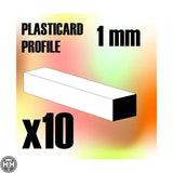 GSW ABS Plasticard - Profile SQUARED ROD 1mm GSW Hobby Green Stuff World