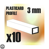 GSW ABS Plasticard - Profile SQUARED TUBE 3 mm GSW Hobby Green Stuff World