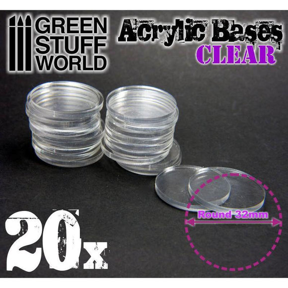 GSW Acrylic Bases - Round 32 mm CLEAR GSW Hobby Green Stuff World 