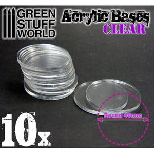GSW Acrylic Bases - Round 40 mm CLEAR GSW Hobby Green Stuff World 