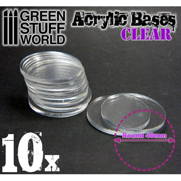 GSW Acrylic Bases - Round 40 mm CLEAR GSW Hobby Green Stuff World 