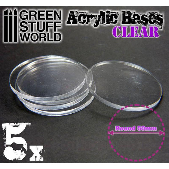 GSW Acrylic Bases - Round 50 mm CLEAR GSW Hobby Green Stuff World 